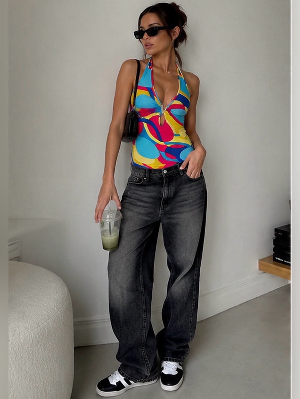 Versace Jeans Couture Halter Top XS | Made in Italy | Colorful Y2K Retro Print